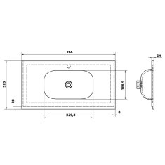 SAPHO TREOS umyvadlo 76,6x51,3 cm, rockstone, bílá mat TS077-0101 - Sapho