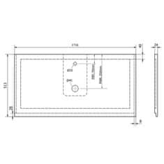 SAPHO TREOS pracovní deska 1716x513 mm, rockstone, bílá mat TX172-0101 - Sapho