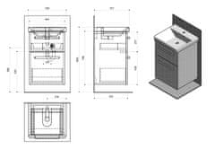 SAPHO THEIA umyvadlová skříňka 46,4x70x44,2cm, 2xzásuvka, dub alabama TH050-2222 - Sapho