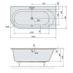 POLYSAN ASTRA R SLIM asymetrická vana 165x80x48cm, bílá 34611S - Polysan