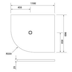 POLYSAN FLEXIA vanička z litého mramoru čtvrtkruh, s možností úpravy, 110x90cm, R550, pravá 91361 - Polysan