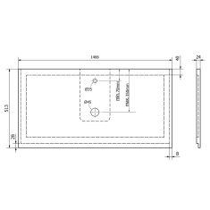 SAPHO TREOS pracovní deska 1466x513 mm, rockstone, bílá mat TX147-0101 - Sapho