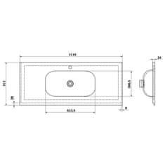 SAPHO TREOS umyvadlo 111,6x51,3 cm, rockstone, bílá mat TS112-0101 - Sapho