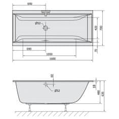 POLYSAN CLEO SLIM obdélníková vana 160x70x48cm, bílá 73611S - Polysan