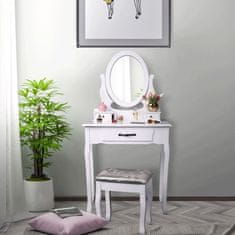 KONDELA Toaletní stolek s taburetem Mealyer, bílá