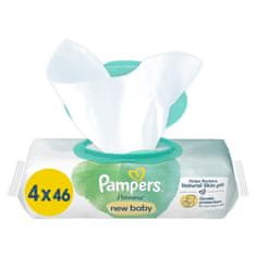 Pampers Harmonie New Baby Plastic Free Vlhčené ubrousky 4 x 46 ks