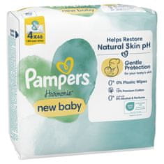 Pampers Harmonie New Baby Plastic Free Vlhčené ubrousky 4 x 46 ks