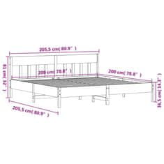 Vidaxl Postel bez matrace bílá 200 x 200 cm masivní borovice