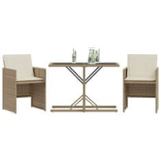 Greatstore 3dílný bistro set s poduškami béžový polyratan