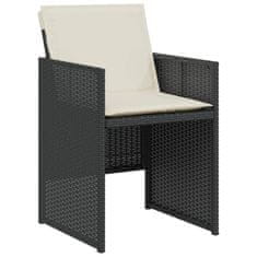 Vidaxl 3dílný bistro set s poduškami černý polyratan