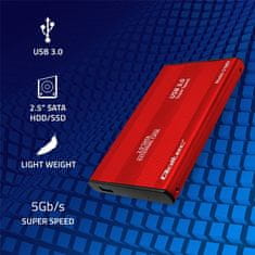 Qoltec Kryt/kapsa 2,5" SATA3 | USB 3.0 HDD/SSD Červený