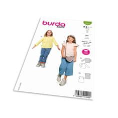 Burda Střih Burda 9227 - Tričko s kulatým výstřihem pro dívky a chlapce, tričko s dlouhým rukávem, mušelínové tričko