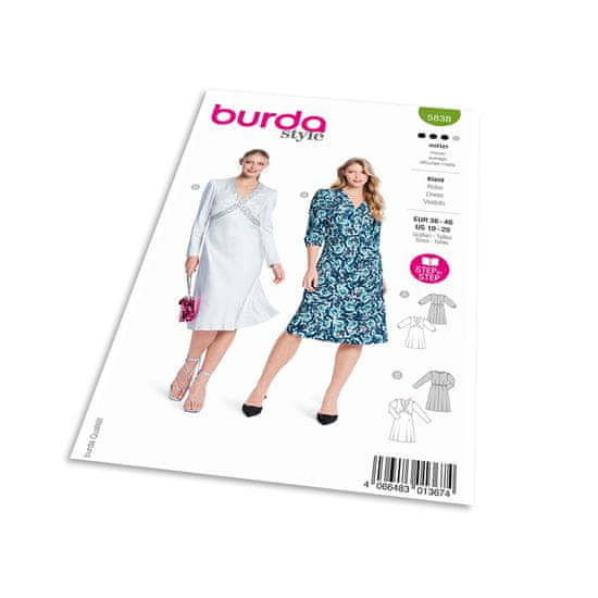 Burda Střih Burda 5838 - Šaty s překřížením, koktejlové šaty