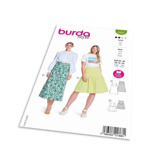 Burda Střih Burda 5837 - Dlouhá sukně, sukně s volánem