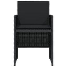 Greatstore 3dílný bistro set s poduškami černý polyratan