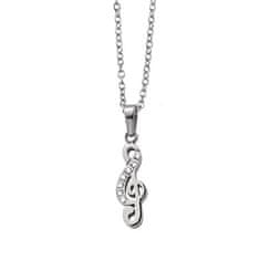Slušivý ocelový náhrdelník Houslový klíč s krystaly 32190.E