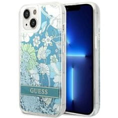 Guess GUHCP14MLFLSN hard silikonové pouzdro iPhone 14 PLUS 6.7" green Flower Liquid Glitter