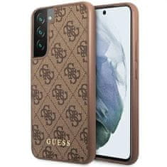 Guess GUHCS23MG4GFBR hard silikonové pouzdro Samsung Galaxy S23 PLUS 5G brown 4G Metal Gold Logo