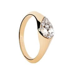 PDPAOLA Půvabný pozlacený prsten se zirkony Vanilla AN01-A51 (Obvod 52 mm)