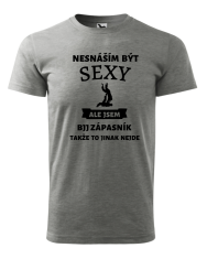 Fenomeno Pánské tričko - Sexy BJJ zápasník - šedé Velikost: 4XL