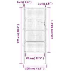 Vidaxl Zahradní branka antracitová 105 x 225 cm ocel