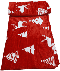 Vánoční mikroplyšová deka 150x200cm - červená s vánočním motivem