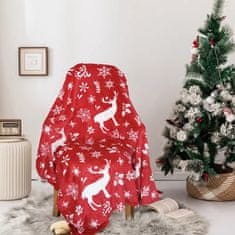 Vánoční mikroplyšová deka 150x200cm - červená s jelenem