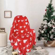 Vánoční mikroplyšová deka 150x200cm - červená s vánočním motivem