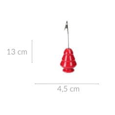 Home&Styling Dekorační stromeček s držákem na kartičky, 13 cm barva červená