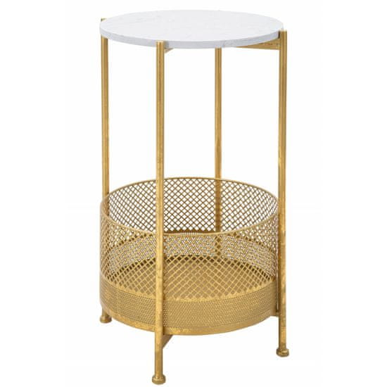 Mauro Ferretti Kávový stolek s košem, zlatá konstrukce, ? 35 cm