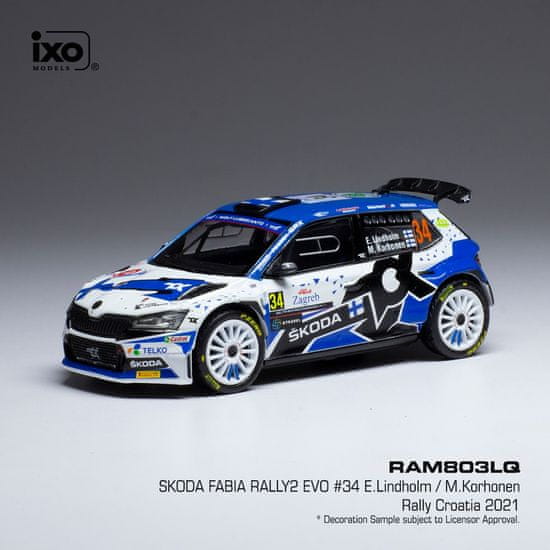 IXO MODELS Škoda Fabia Rally 2 EVO, No.34, Rally Croatia 2021, E.Lindholm/Korhonen IXO 1:43