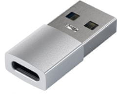 Satechi adaptér USB-A - USB-C, M/F, stříbrná