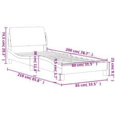 shumee Rám postele s čelem šedý 80 x 200 cm umělá kůže