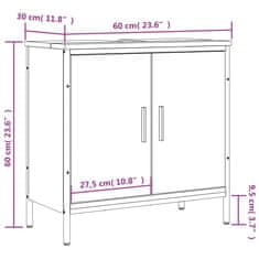 Petromila Koupelnová skříňka pod umyvadlo černá 60x30x60 cm kompozit