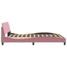 shumee Rám postele s čelem růžový 160x200 cm samet