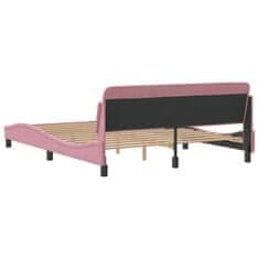 shumee Rám postele s čelem růžový 160x200 cm samet