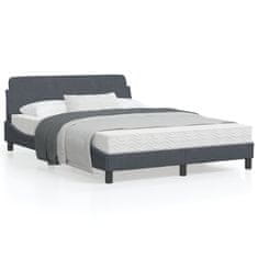 shumee Rám postele s čelem tmavě šedý 140x200 cm samet