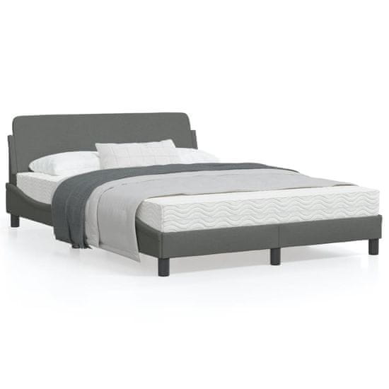 shumee Rám postele s čelem tmavě šedý 140 x 200 cm textil