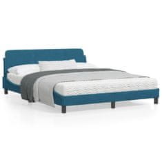 shumee Rám postele s čelem modrý 160 x 200 cm samet
