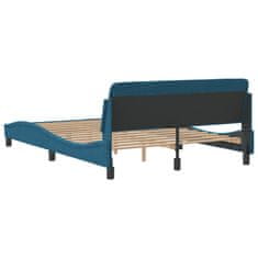 shumee Rám postele s čelem modrý 120 x 200 cm samet