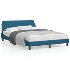 shumee Rám postele s čelem modrý 120 x 200 cm samet