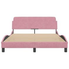 shumee Rám postele s čelem růžový 140x200 cm samet