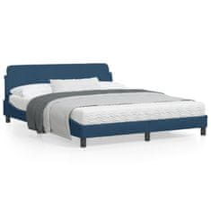 shumee Rám postele s čelem modrý 160x200 cm textil