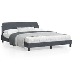 shumee Rám postele s čelem tmavě šedý 160x200 cm samet