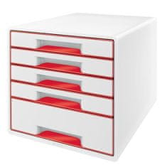 Leitz Zásuvkový box "Wow Cube", bílá/červená, 5 zásuvek, 52142026
