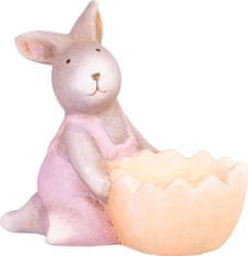 MagicHome dekorace, Růžový zajíček, terakota, Velikonoce, 12x7x10,5 cm