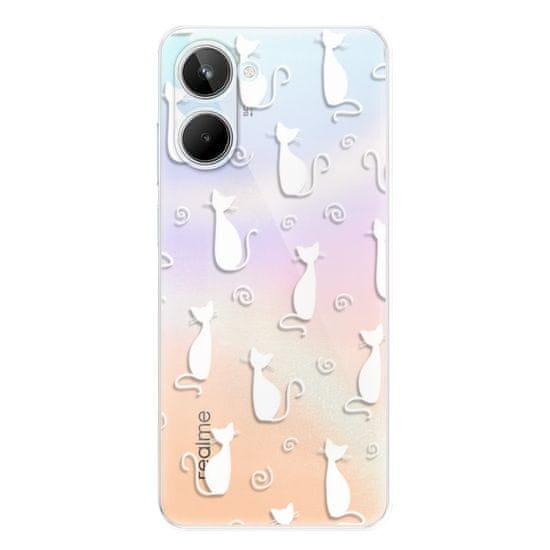 iSaprio Silikonové pouzdro - Cat pattern 05 - white pro Realme 10