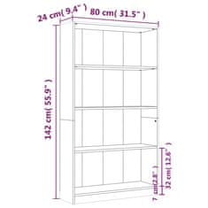 Vidaxl 4patrová knihovna kouřový dub 80 x 24 x 142 cm kompozitní dřevo