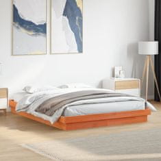 shumee Rám postele s LED voskově hnědý 150 x 200 cm masivní borovice