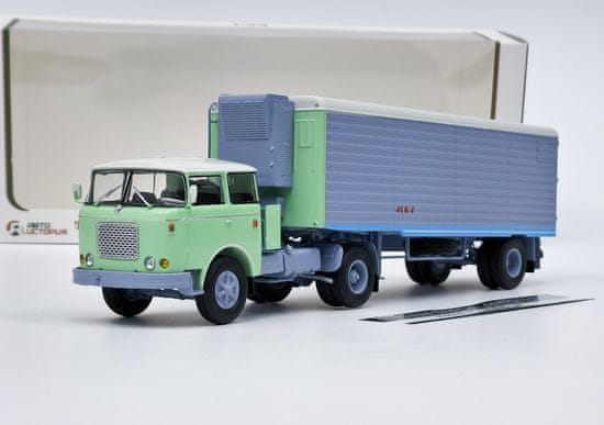 Modimio Škoda LIAZ 706 MTTN Tahač s návěsem Alka N12CH - Světle zelená/šedá MODIMIO 1:43